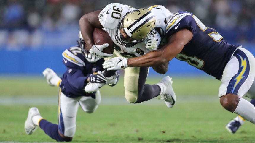 new orleans saints at los angeles chargers chargers, carson, usa 25 aug 2018